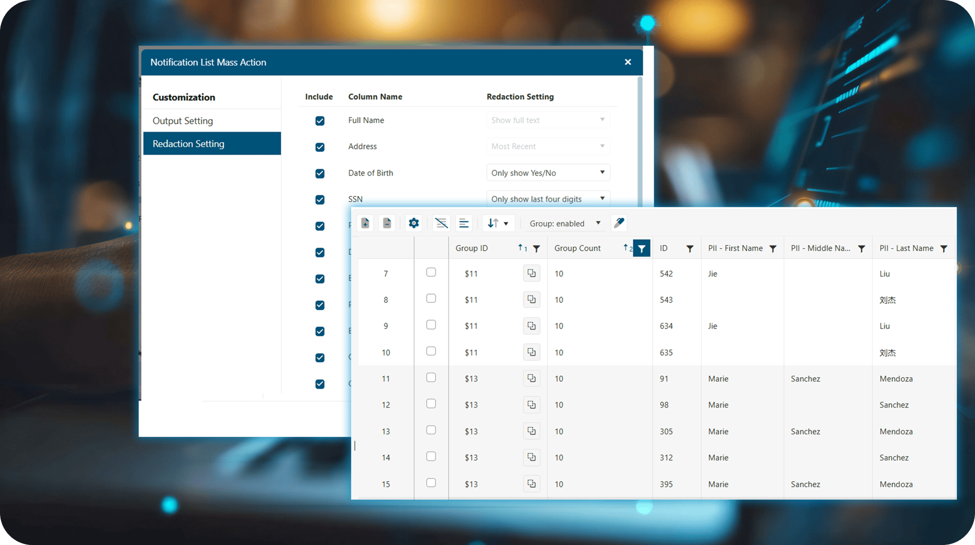 eDiscovery software interface showing email threading, conceptual clustering, and technology-assisted review